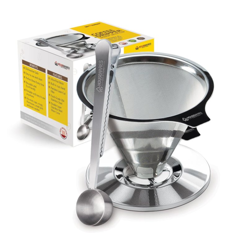 Stainless Steel Pour Over Coffee Dripper + Bonus Coffee Scoop With