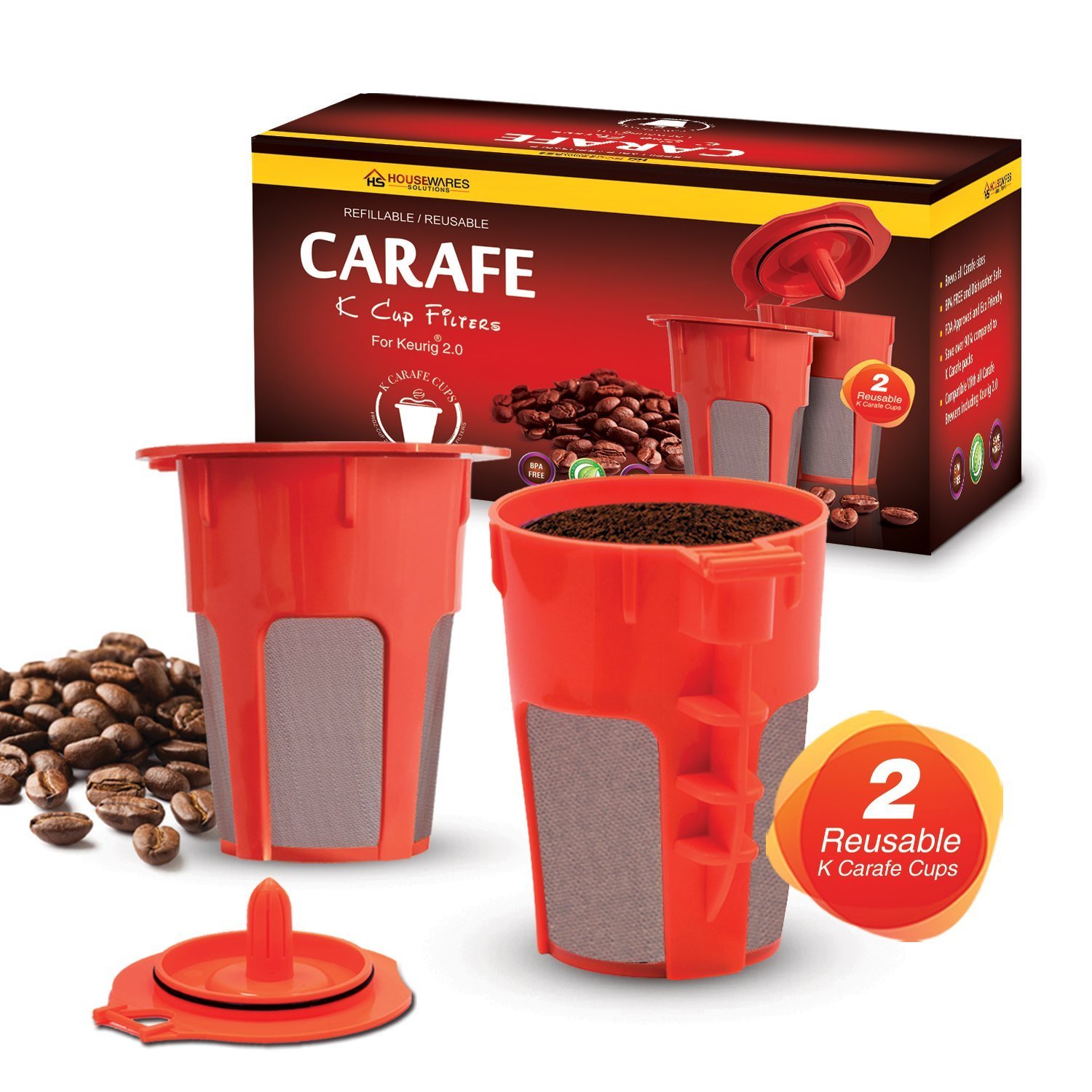 2 Refillable/Reusable Carafe K Cup Filters for Keurig 2.0, K200, K300, K400,  K500 Series of Brewing Machines – Housewares Solutions